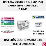 BATERIA COCHE VARTA 77 AH E44