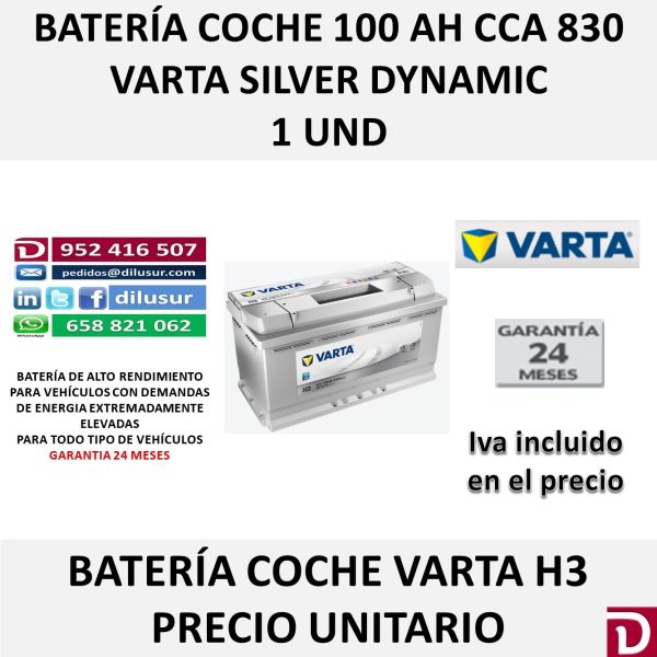 BATERIA COCHE VARTA 100 AH H3