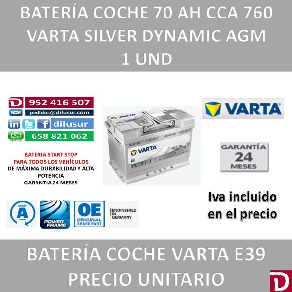 BATERIA COCHE VARTA 70 AH E39