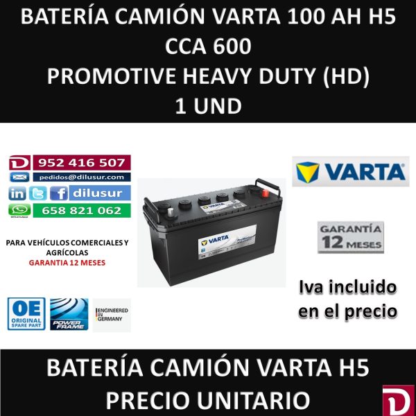 BATERIA CAMION VARTA 100 AH H5