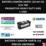 BATERIA CAMION VARTA 120 AH I16