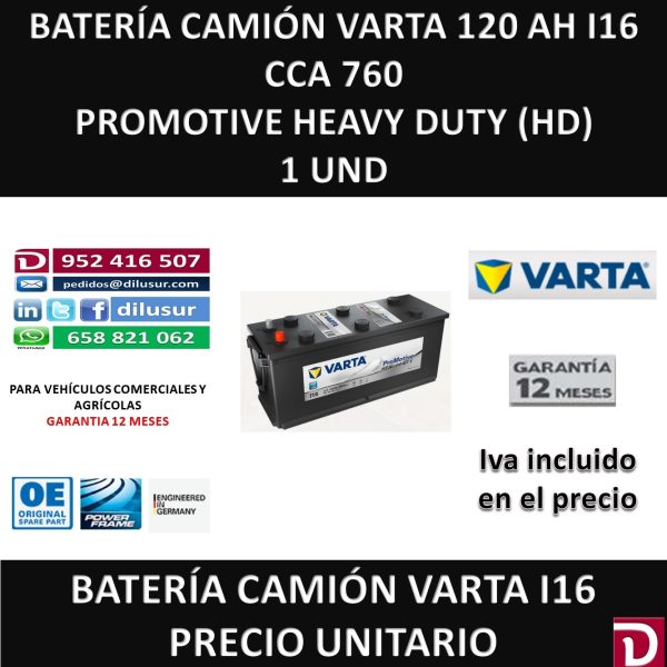 BATERIA CAMION VARTA 120 AH I16