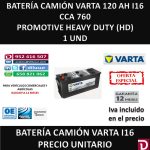 BATERIA CAMION VARTA 120 AH I16