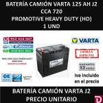 BATERIA CAMION VARTA 125 AH J2