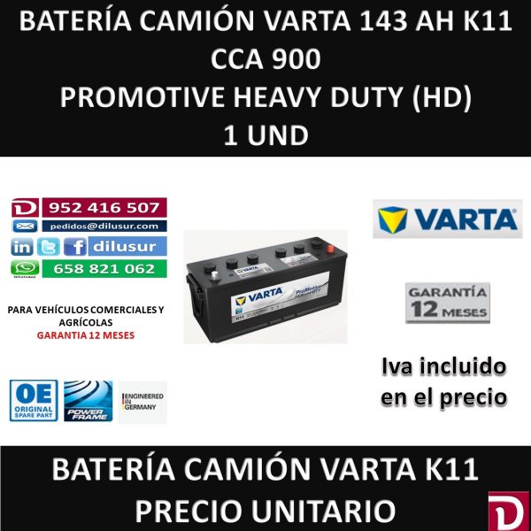 BATERIA CAMION VARTA 143 AH K11
