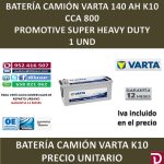BATERIA CAMION VARTA 140 AH K10