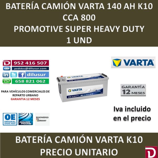 BATERIA CAMION VARTA 140 AH K10