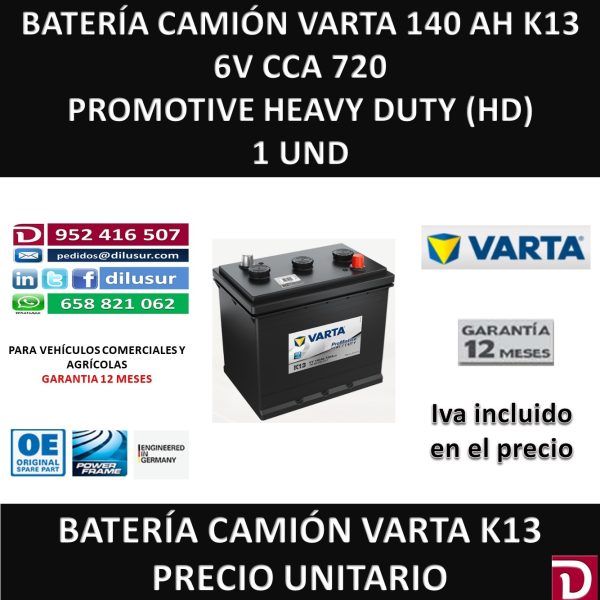 BATERIA CAMION VARTA 140 AH K13