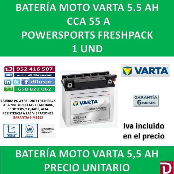 BATERIA MOTO 5.5 AH 12N5.5-3B