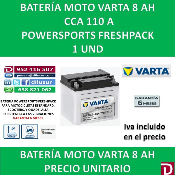 BATERIA MOTO 8 AH GM7CZ-3D YB7C-A