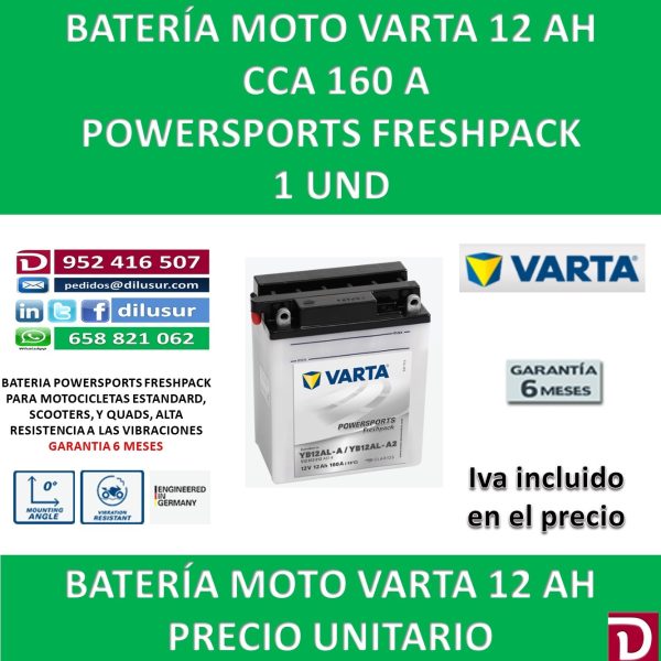 BATERIA MOTO 12 AH YB12AL-A2 YB12AL-A