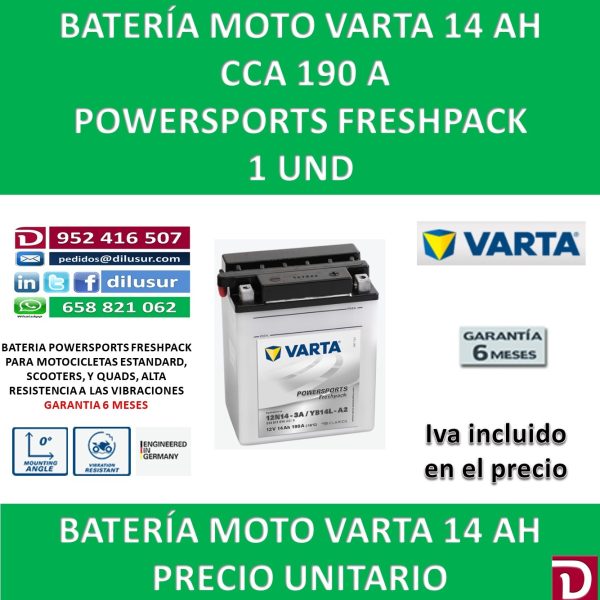 BATERIA MOTO 14 AH 12N14-3A YB14L-A2