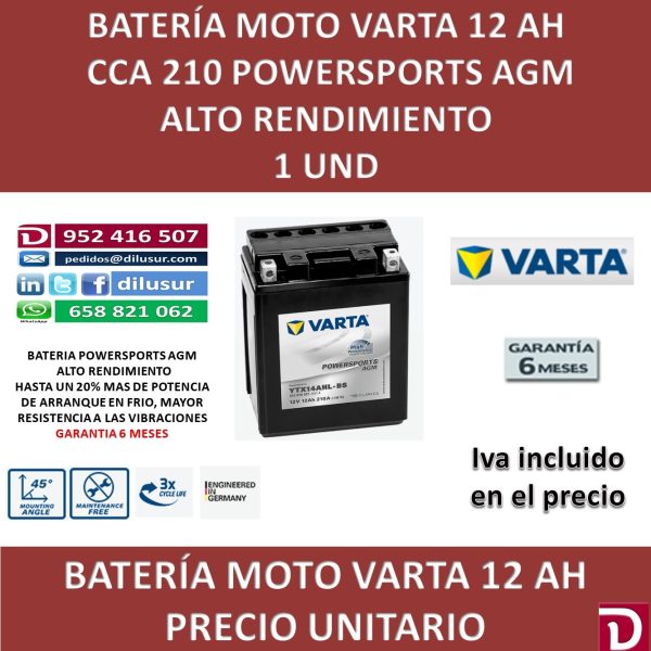 BATERIA MOTO 12 AH YTX14AHL-BS