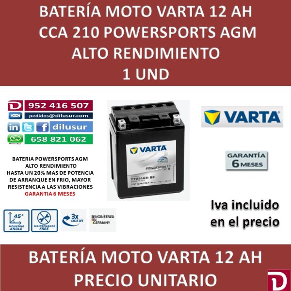 BATERIA MOTO 12 AH YTX14AH-BS