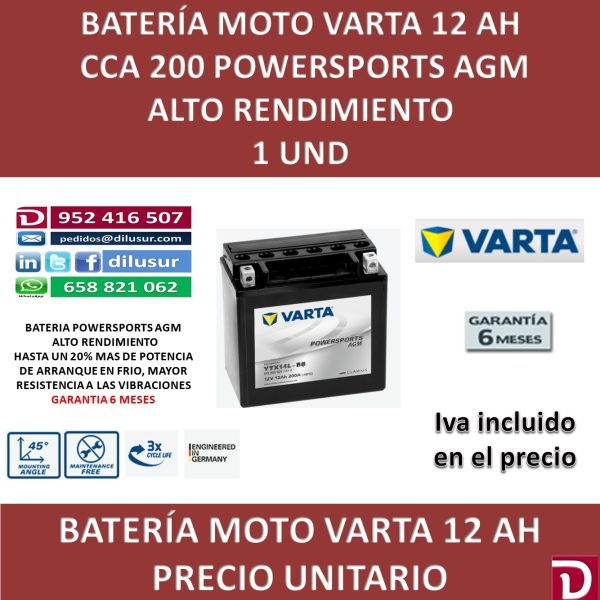 BATERIA MOTO 12 AH YTX14L-BS