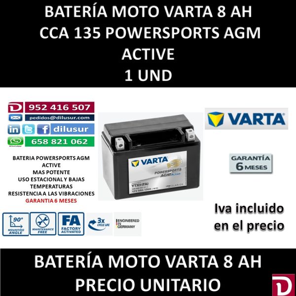 BATERIA MOTO 8 AH YTX9 (FA)