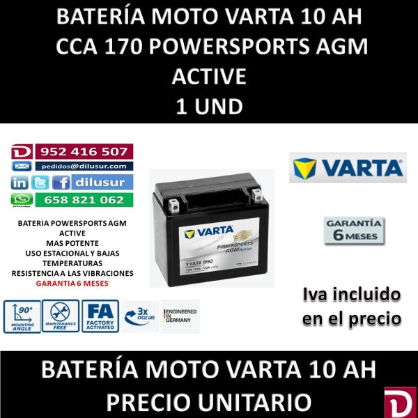BATERIA MOTO 10 AH YTX12 (FA)