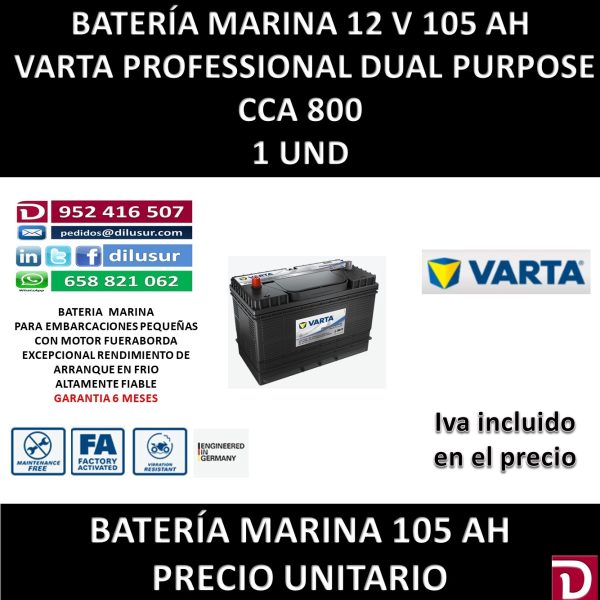 BATERIA MARINA VARTA 105 AH