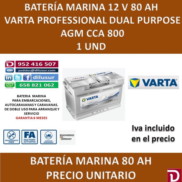 BATERIA MARINA VARTA 80 AH