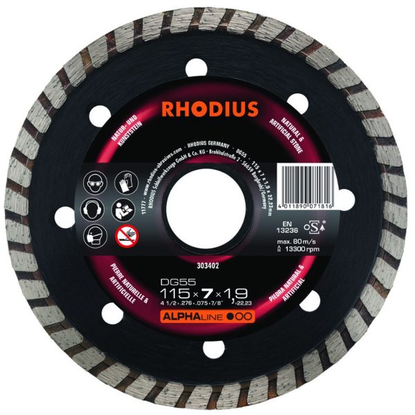 Disco corte diamante 115 x 7 x 1.9 x 22.23 mm DG55