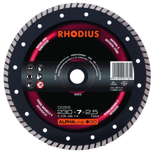 Disco corte diamante 230 x 7 x 2.5 x 22.23 mm DG55